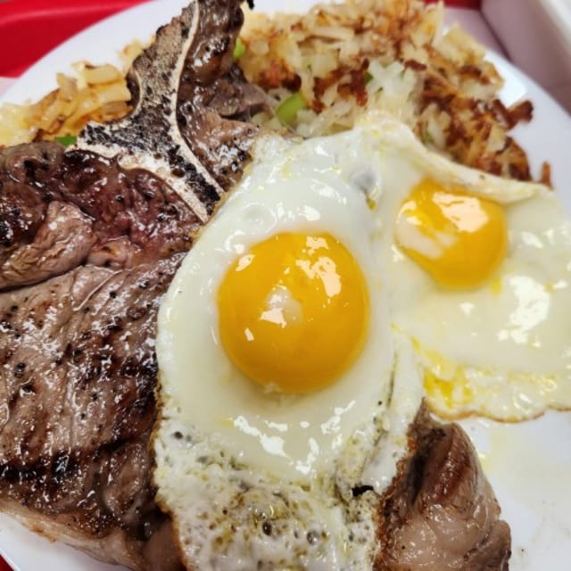 2 Eggs Any Style With T-Bone Steak.