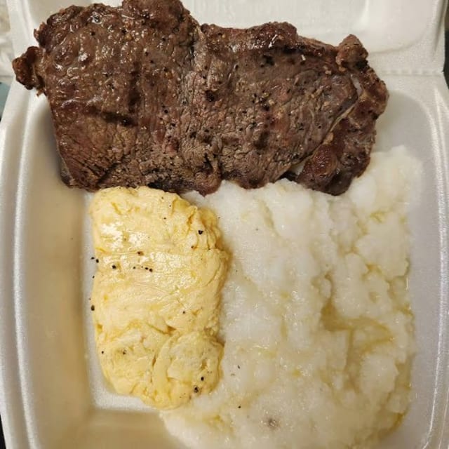 2 Eggs Any Style With Rib Eye Steak.